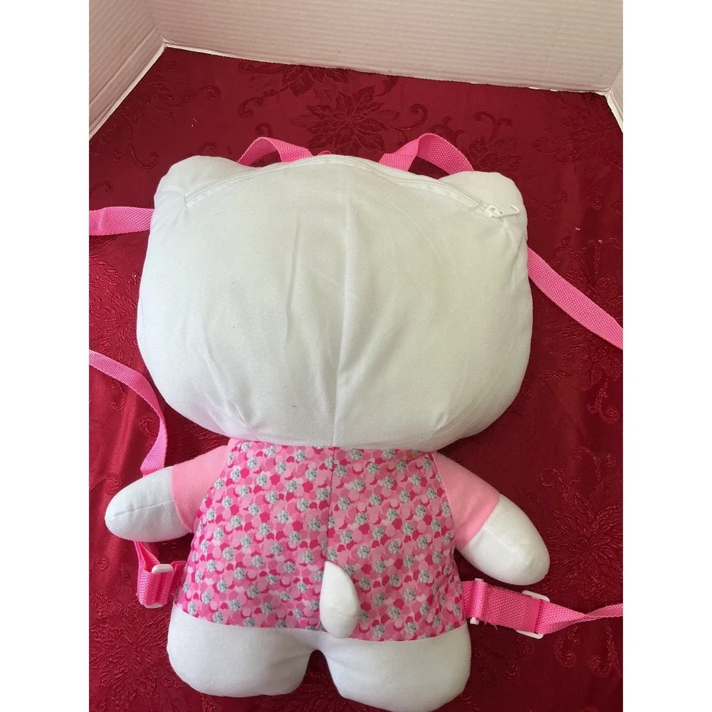 Hello Kitty Plush Backpack Pink Floral Jumper Sanrio Stuffed Animal Bag 18 inch